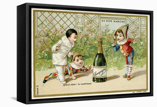 What Luck! a Bottle of Champagne', Promotional Card for the Parisian Department Store 'Au Bon…-null-Framed Stretched Canvas