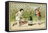 What Luck! a Bottle of Champagne', Promotional Card for the Parisian Department Store 'Au Bon…-null-Framed Stretched Canvas