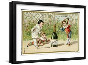 What Luck! a Bottle of Champagne', Promotional Card for the Parisian Department Store 'Au Bon…-null-Framed Giclee Print