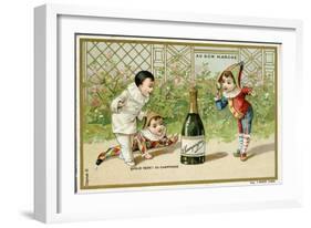 What Luck! a Bottle of Champagne', Promotional Card for the Parisian Department Store 'Au Bon…-null-Framed Giclee Print