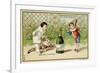 What Luck! a Bottle of Champagne', Promotional Card for the Parisian Department Store 'Au Bon…-null-Framed Giclee Print