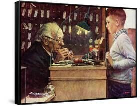What Makes It Tick? (or The Watchmaker)-Norman Rockwell-Framed Stretched Canvas