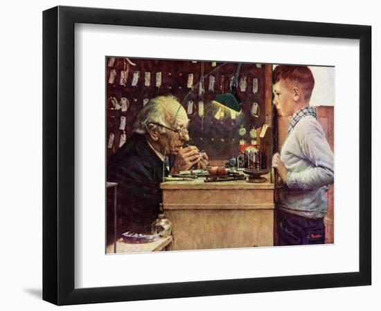 What Makes It Tick? (or The Watchmaker)-Norman Rockwell-Framed Premium Giclee Print