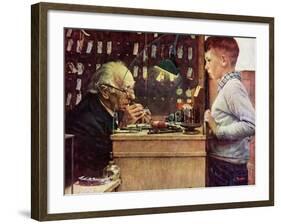 What Makes It Tick? (or The Watchmaker)-Norman Rockwell-Framed Giclee Print