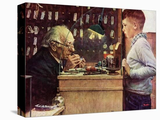 What Makes It Tick? (or The Watchmaker)-Norman Rockwell-Stretched Canvas