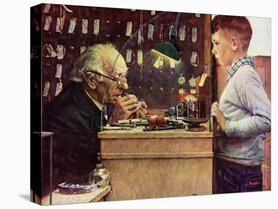 What Makes It Tick? (or The Watchmaker)-Norman Rockwell-Stretched Canvas