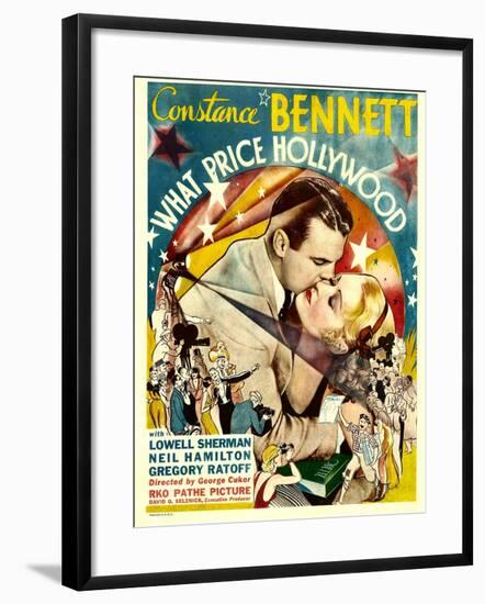 What Price Hollywood?, Neil Hamilton, Constance Bennett on Window Card, 1932-null-Framed Photo