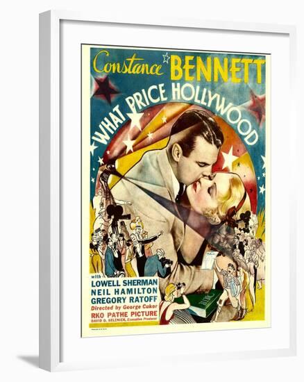 What Price Hollywood?, Neil Hamilton, Constance Bennett on Window Card, 1932-null-Framed Photo