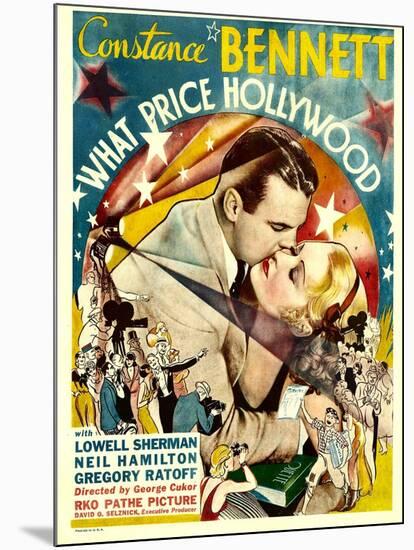 What Price Hollywood?, Neil Hamilton, Constance Bennett on Window Card, 1932-null-Mounted Photo