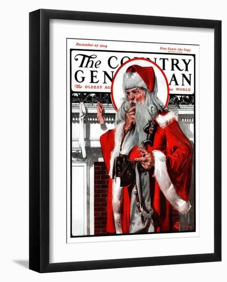 "What to Put in That Tiny Stocking?," Country Gentleman Cover, December 27, 1924-Elbert Mcgran Jackson-Framed Giclee Print