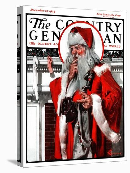 "What to Put in That Tiny Stocking?," Country Gentleman Cover, December 27, 1924-Elbert Mcgran Jackson-Stretched Canvas