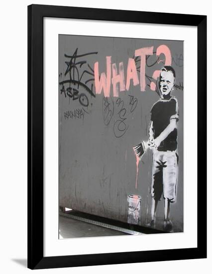 What?-Banksy-Framed Giclee Print