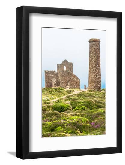 Wheal Coates Tin Mine on a foggy day, on the Cornish coast near St. Agnes, England-Andrew Michael-Framed Photographic Print