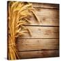 Wheat Ears on the Wooden Table, Sheaf of Wheat over Wood Background-Subbotina Anna-Stretched Canvas