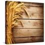 Wheat Ears on the Wooden Table, Sheaf of Wheat over Wood Background-Subbotina Anna-Stretched Canvas