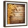 Wheat Ears on the Wooden Table, Sheaf of Wheat over Wood Background-Subbotina Anna-Framed Premium Photographic Print