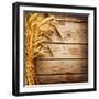 Wheat Ears on the Wooden Table, Sheaf of Wheat over Wood Background-Subbotina Anna-Framed Premium Photographic Print