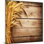 Wheat Ears on the Wooden Table, Sheaf of Wheat over Wood Background-Subbotina Anna-Mounted Premium Photographic Print