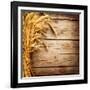 Wheat Ears on the Wooden Table, Sheaf of Wheat over Wood Background-Subbotina Anna-Framed Photographic Print