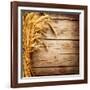 Wheat Ears on the Wooden Table, Sheaf of Wheat over Wood Background-Subbotina Anna-Framed Photographic Print