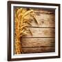 Wheat Ears on the Wooden Table, Sheaf of Wheat over Wood Background-Subbotina Anna-Framed Photographic Print