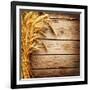 Wheat Ears on the Wooden Table, Sheaf of Wheat over Wood Background-Subbotina Anna-Framed Photographic Print