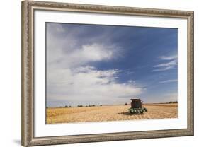 Wheat Field and Combine, North Platte, Nebraska, USA-Walter Bibikow-Framed Photographic Print