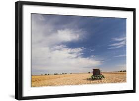 Wheat Field and Combine, North Platte, Nebraska, USA-Walter Bibikow-Framed Photographic Print