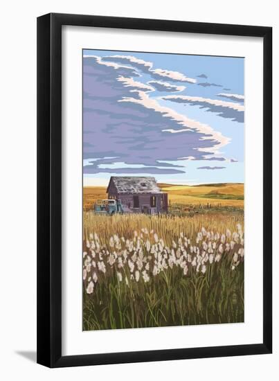 Wheat Field and Shack-Lantern Press-Framed Art Print