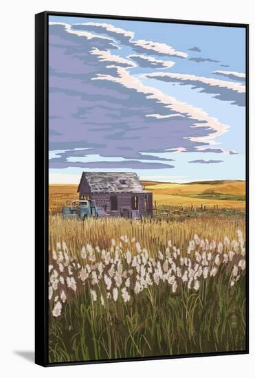 Wheat Field and Shack-Lantern Press-Framed Stretched Canvas