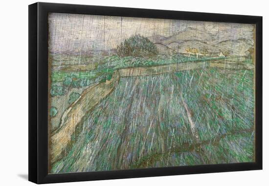 Wheat Field in Rain. Date/Period: Saint-Rémy, November 1889. Painting. Oil on canvas. Height: 73...-VINCENT VAN GOGH-Framed Poster