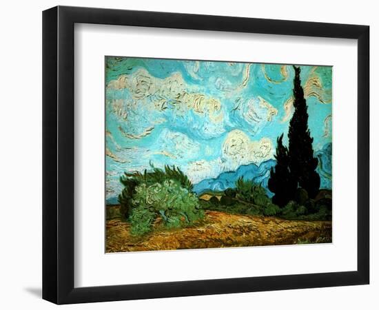 Wheat Field with Cypresses, 1889-Vincent van Gogh-Framed Premium Giclee Print