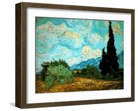 Wheat Field with Cypresses, 1889-Vincent van Gogh-Framed Giclee Print