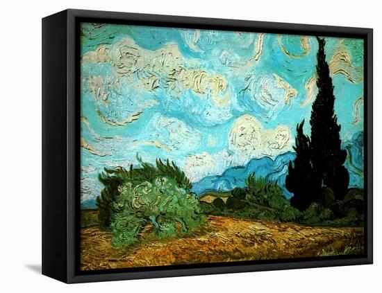 Wheat Field with Cypresses, 1889-Vincent van Gogh-Framed Stretched Canvas