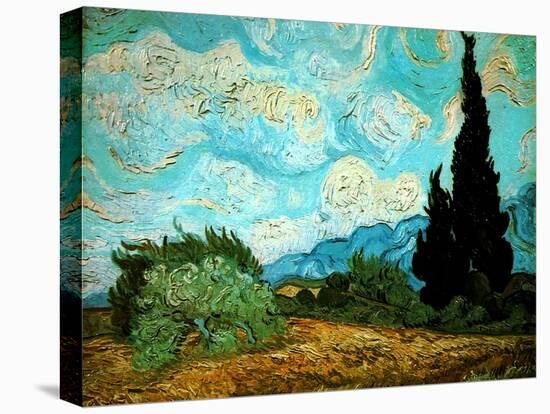 Wheat Field with Cypresses, 1889-Vincent van Gogh-Stretched Canvas