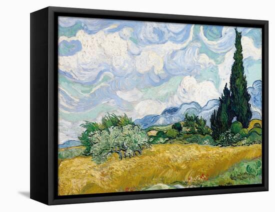 Wheat Field with Cypresses-Vincent van Gogh-Framed Stretched Canvas