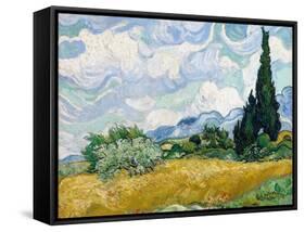 Wheat Field with Cypresses-Vincent van Gogh-Framed Stretched Canvas