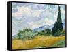 Wheat Field with Cypresses-Vincent van Gogh-Framed Stretched Canvas