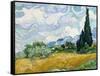 Wheat Field with Cypresses-Vincent van Gogh-Framed Stretched Canvas