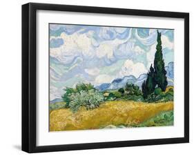 Wheat Field with Cypresses-Vincent van Gogh-Framed Premium Giclee Print