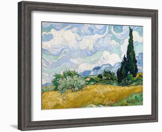 Wheat Field with Cypresses-Vincent van Gogh-Framed Giclee Print