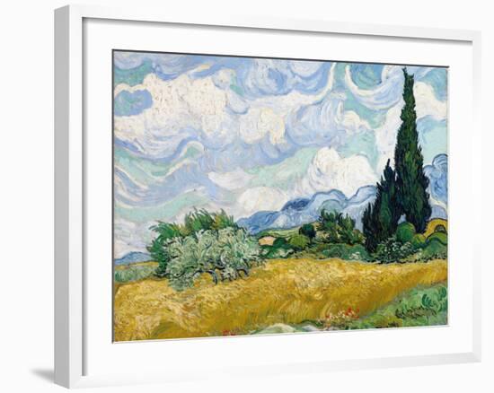 Wheat Field with Cypresses-Vincent van Gogh-Framed Giclee Print
