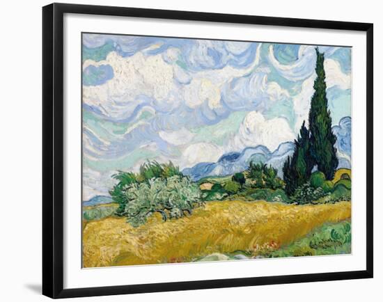 Wheat Field with Cypresses-Vincent van Gogh-Framed Giclee Print