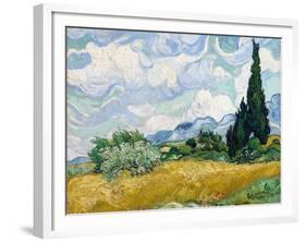 Wheat Field with Cypresses-Vincent van Gogh-Framed Giclee Print