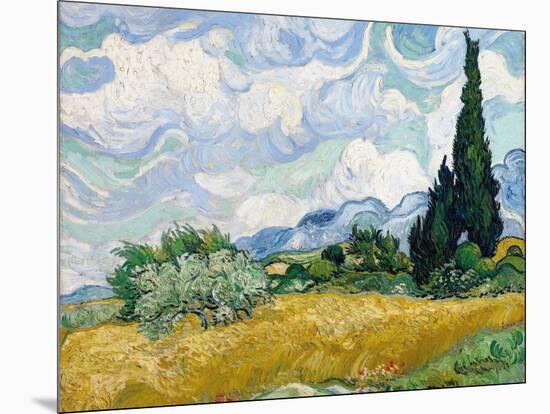 Wheat Field with Cypresses-Vincent van Gogh-Mounted Giclee Print