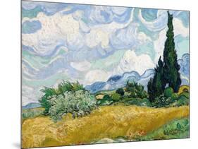 Wheat Field with Cypresses-Vincent van Gogh-Mounted Giclee Print