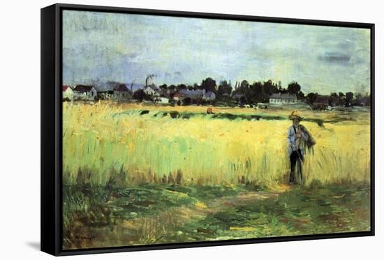 Wheat Field-Berthe Morisot-Framed Stretched Canvas