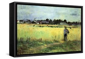 Wheat Field-Berthe Morisot-Framed Stretched Canvas