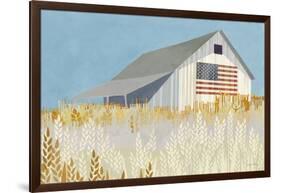 Wheat Fields Barn with Flag-Avery Tillmon-Framed Art Print