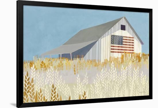 Wheat Fields Barn with Flag-Avery Tillmon-Framed Art Print